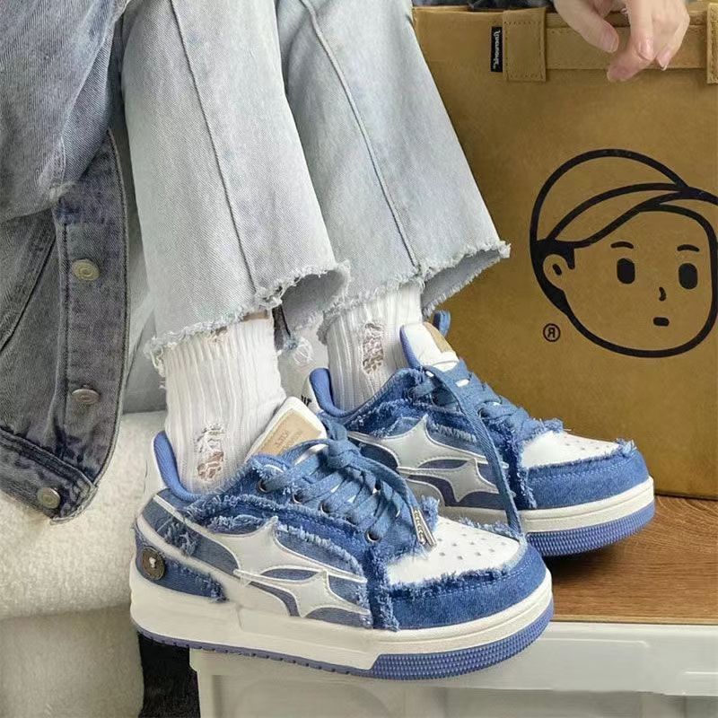 Women's versatile denim star sports casual board shoes