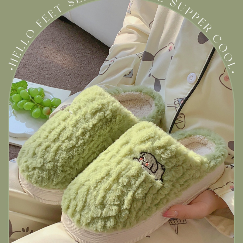 Winter New Cotton Slippers Women Men Home or Shoes Soft Plush Cute Cartoon Anti-slip Couples Indoor House Warm Slipper Indo