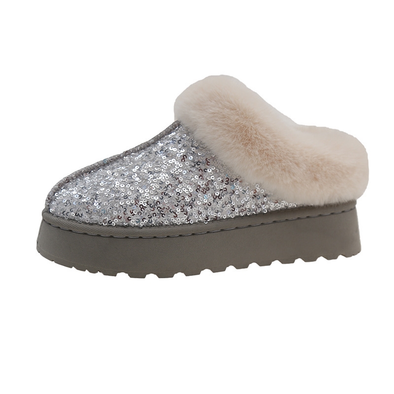 Free shipping 2024 new autumn winter soled plush snow boots with thick sequins suitable for women in pink black sier and gold sizes 36-43
