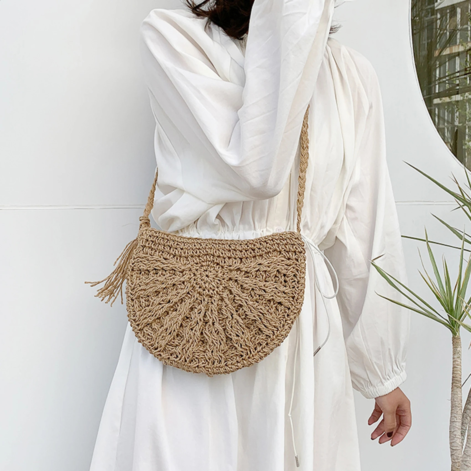 Womens Shoulder Bag Fashion Summer Straw Cross Body Beach Holiday Shopping Messenger 240830