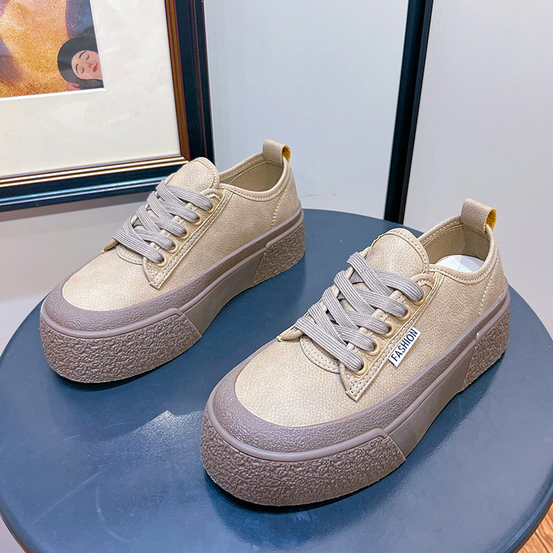 Women's AIYUQI Genuine Leather Casual Lace-up Sneakers Platform Board Shoes New Women girl platform shoes fad0