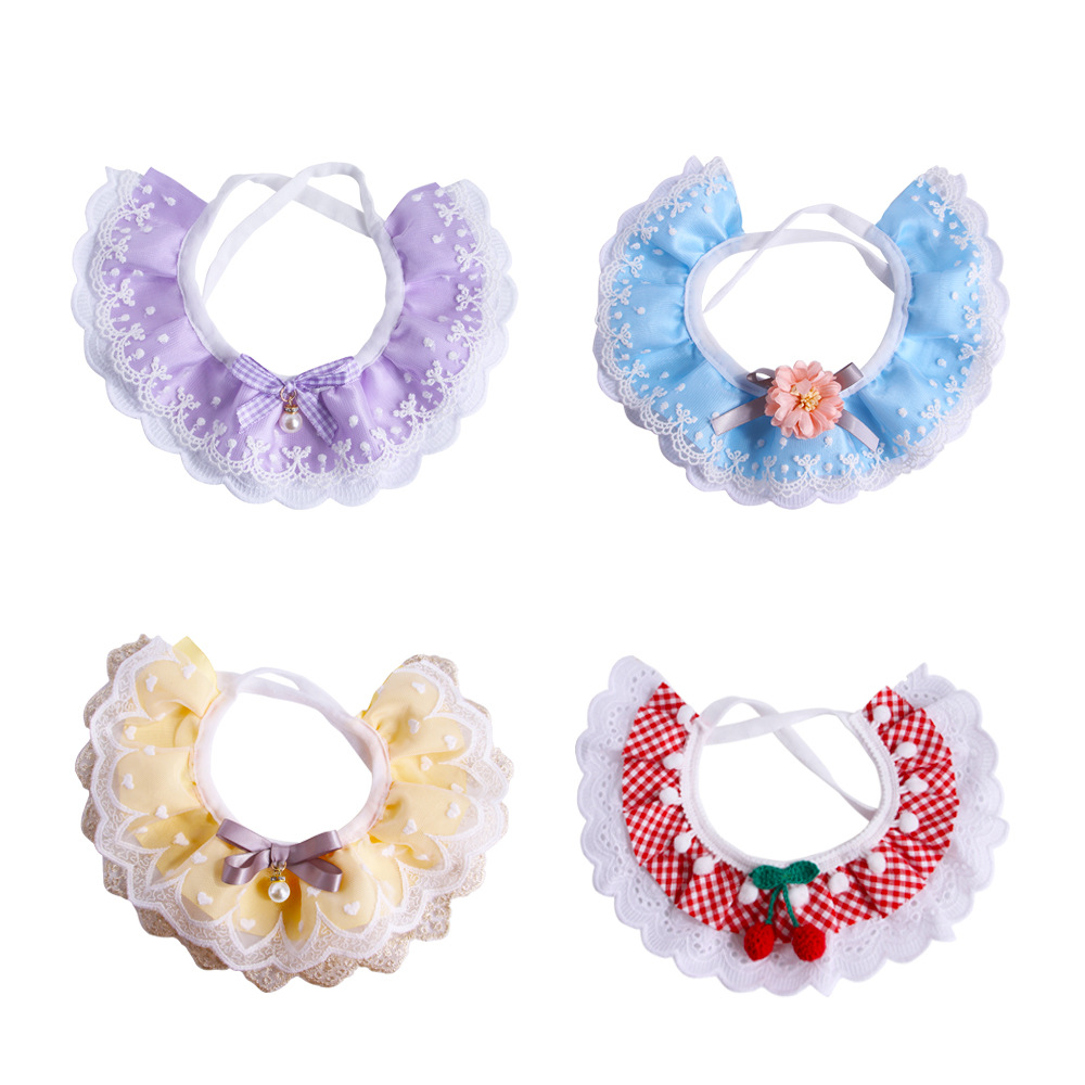 Bowknot Dog Saliva Towel Scarf Cat Bib Cover Pet Lace Bib Cat Saliva Towel Large Medium And Small Dog Chihuahua Teddy Bib S M L