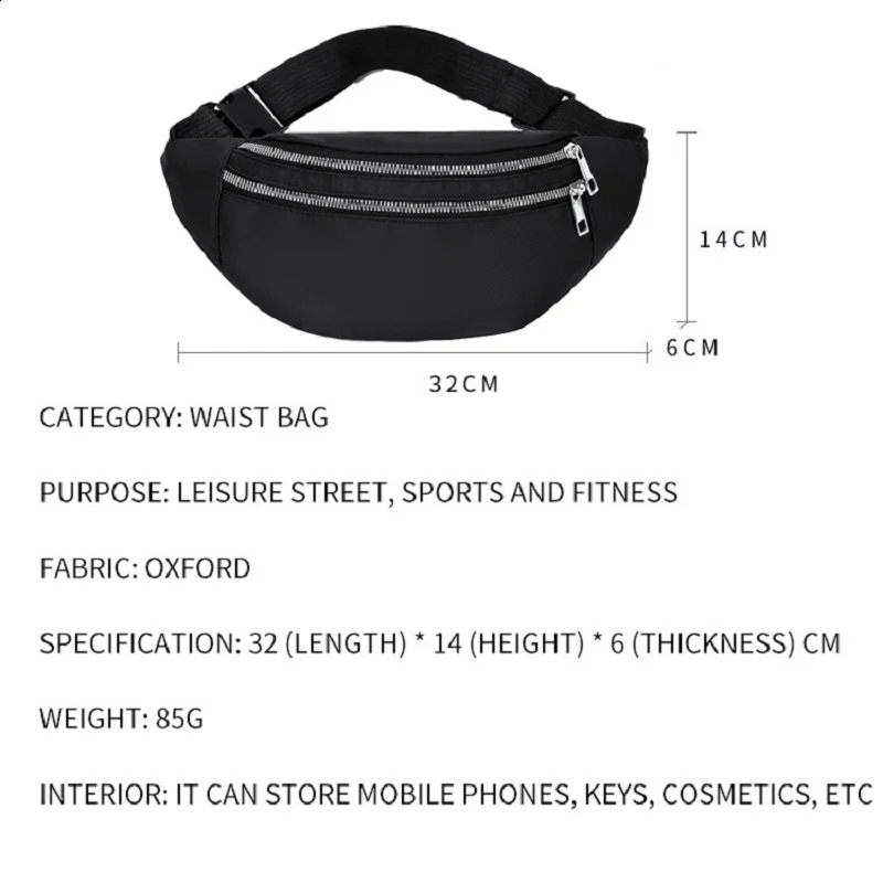 Waist Bags for Women Oxford Leisure Color Bag Shoulder Crossbody Chest Handbags Allmatch Messenger Belt 240830Z