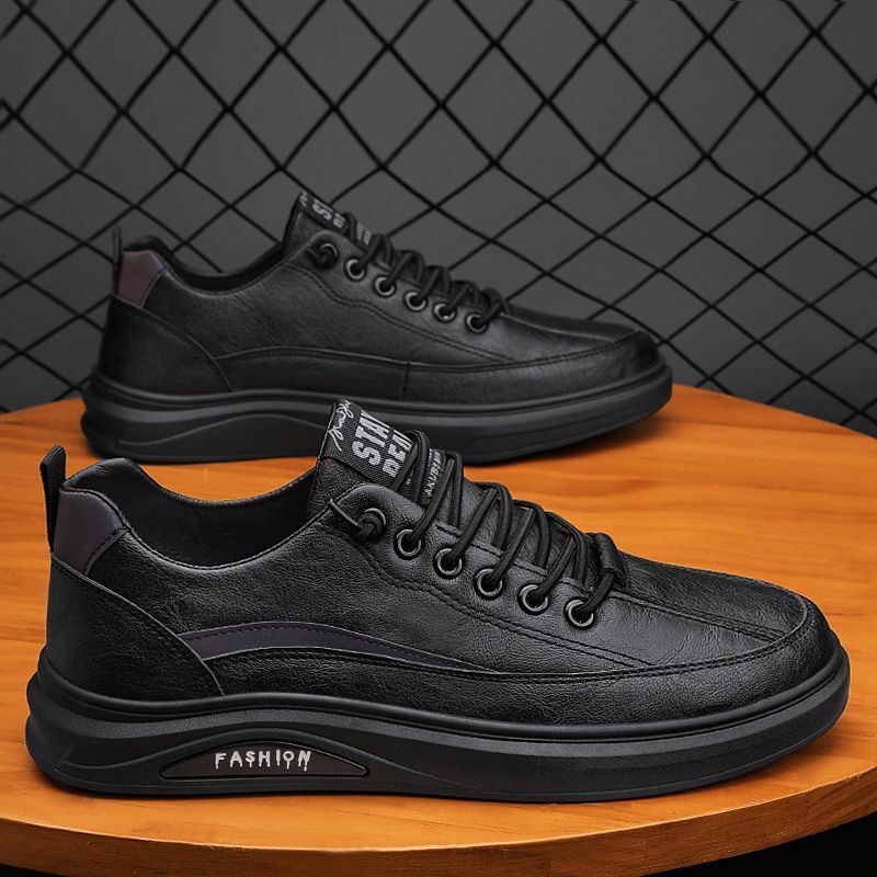 Summer Men's Shoes New Breathable Waterproof Black Lace-Up Flat Sneakers Non-slip Classic Men Soft Leather Shoes Casual Loafers
