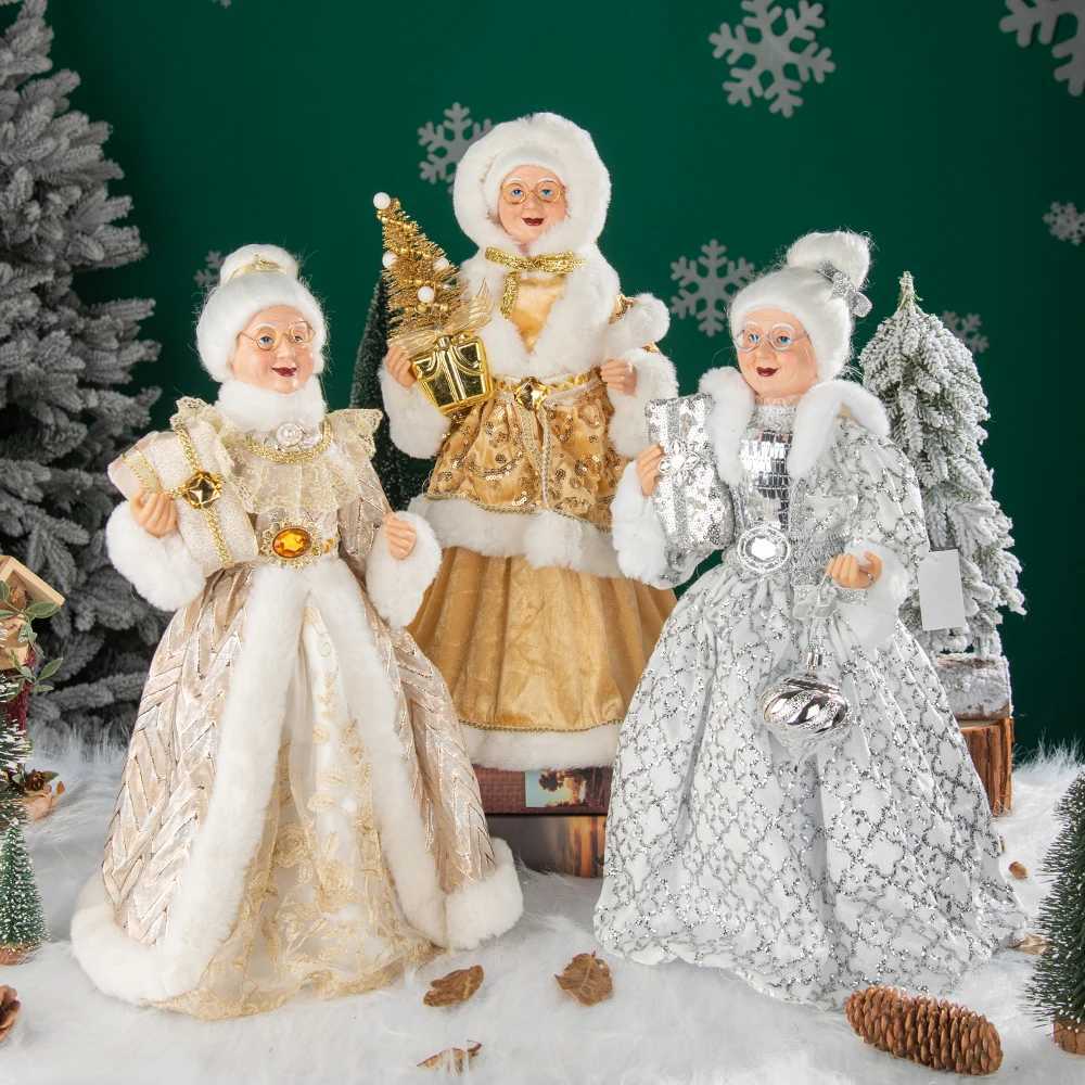 Christmas Decorations 48cm Christmas New Santa Claus Grandma Doll Decoration Scene Layout T240830