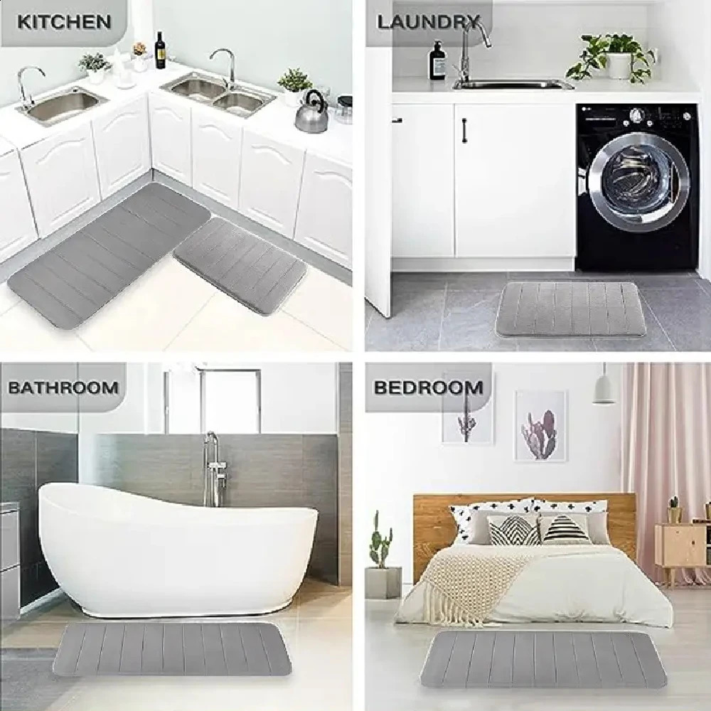 3 Pcs Bathroom Mat Set Nonslip Toilet Carpet Memory Foam Absorbent Floor Mats Shower Rug Home Decor Waterproof Footpad 240830