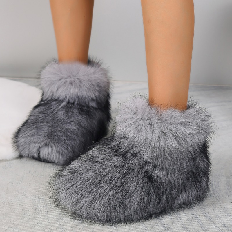 Fluffy Women Faux Fox Woman Plush Warm Snow Boots Footwear Girls Furry Fur Bottes Fashion Winter Shoe f9e7