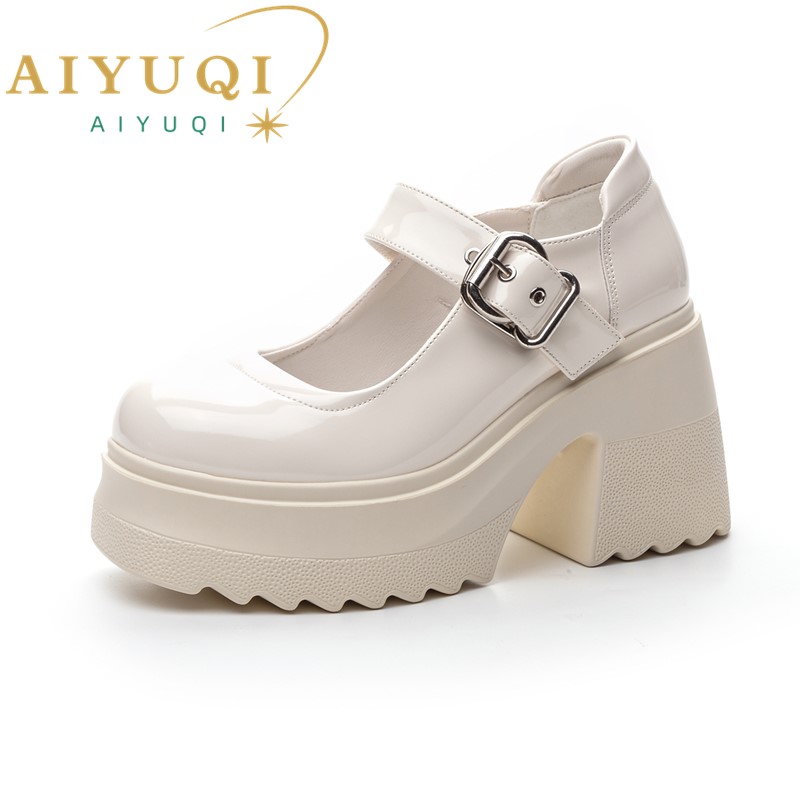 AIYUQI Women's Lolita Shoes Genuine Leather 2024 New High Heels Mary Jane Female Platform Pumps School Girls