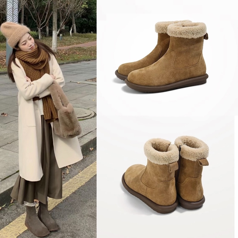 Women's AIYUQI Snow 2024 New Flat Non-slip Women Ankle Warm Winter Shoes Female Boots 054b