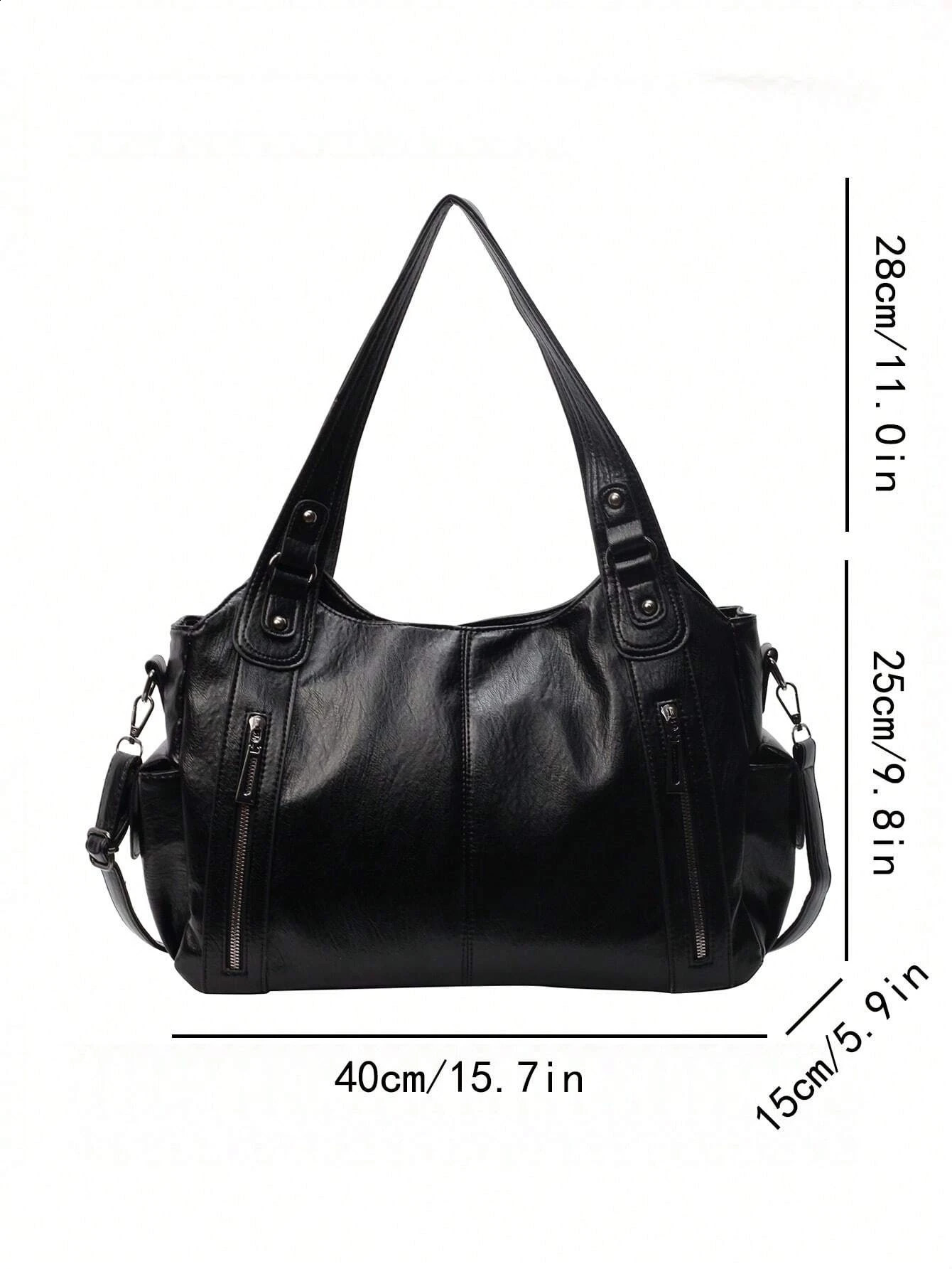 Retro Large Capacity Waterproof Business PU Tote Bag MultiPocket n Shoulder Multifunctional Travel Crossbody 240830z