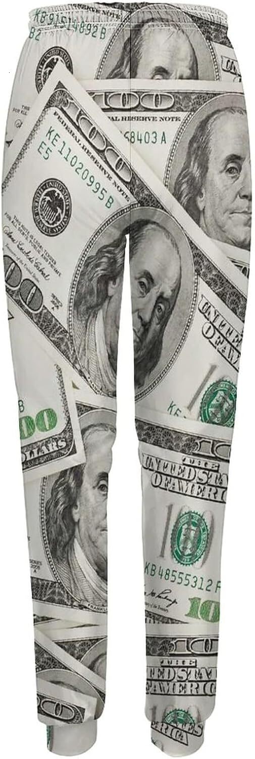 Sweatpants Mens Women 3D printing patterns Hundred dollar bills interesting patterns Sweatpants, Lounge Pants, Drawstring with Pockets Mens Sweat pant