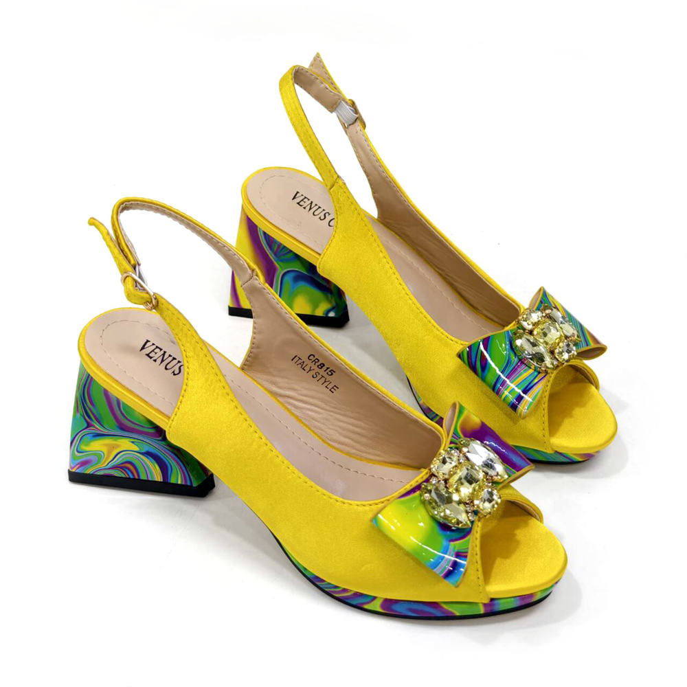 Venus Chan 2024 New Item Italian Popular Styles Shoes and Bag Set Nigerian Fashion Diamond Decorated Women's High Heels Bag