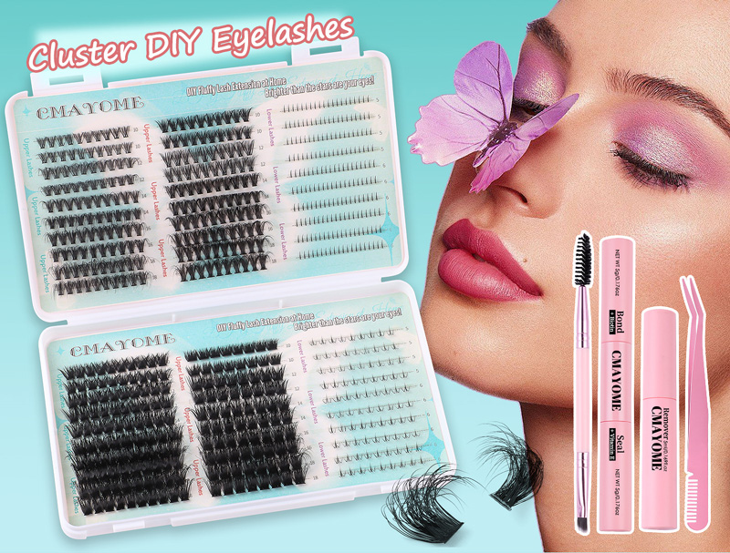 DIY Cluster Lashes Kit 670Pcs Volume Upper + Bottom Lash Clusters Thick Fluffy Individual Eyelashes DIY Segmented Eyelash Extensions Reusable Grafted 
