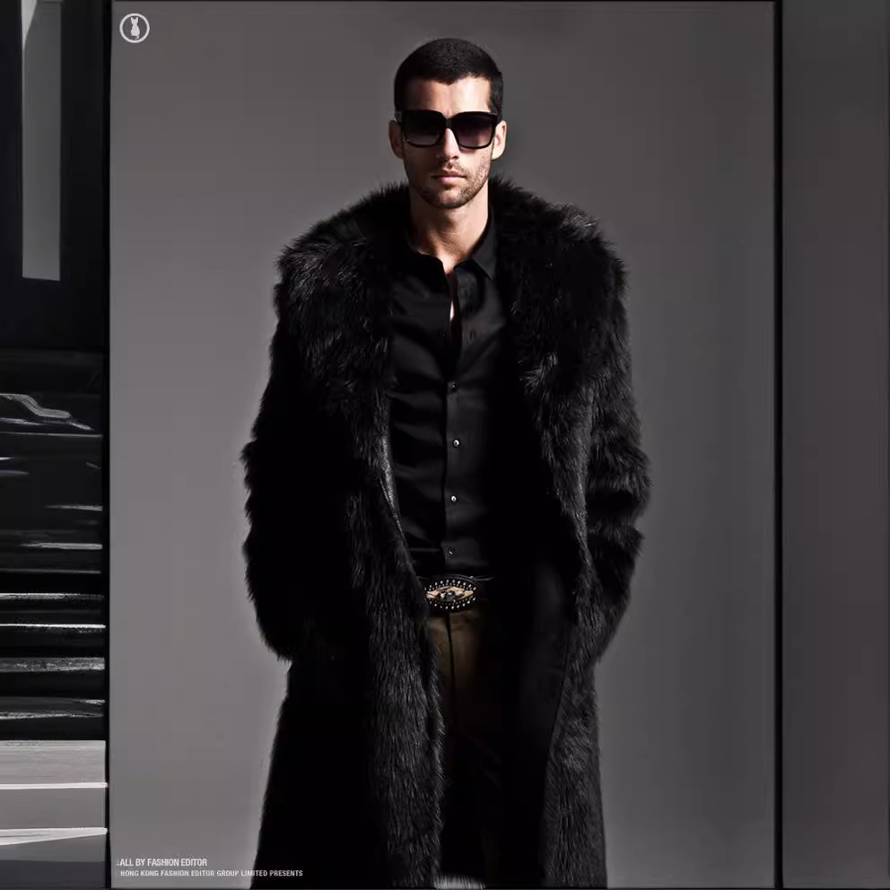Fur Coat Thickened Warm Long Fur Coat Imitation Fur Coat Mens Long Mink Coat