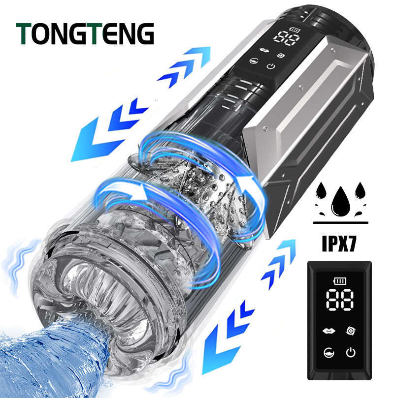 male sex toy IPX7 LED Automatic Male Masturbator Cup 7 Sucking Rotating Licking Thusting Modes Pocket Pussy Stroker Blowjob Sex Toys For Men
