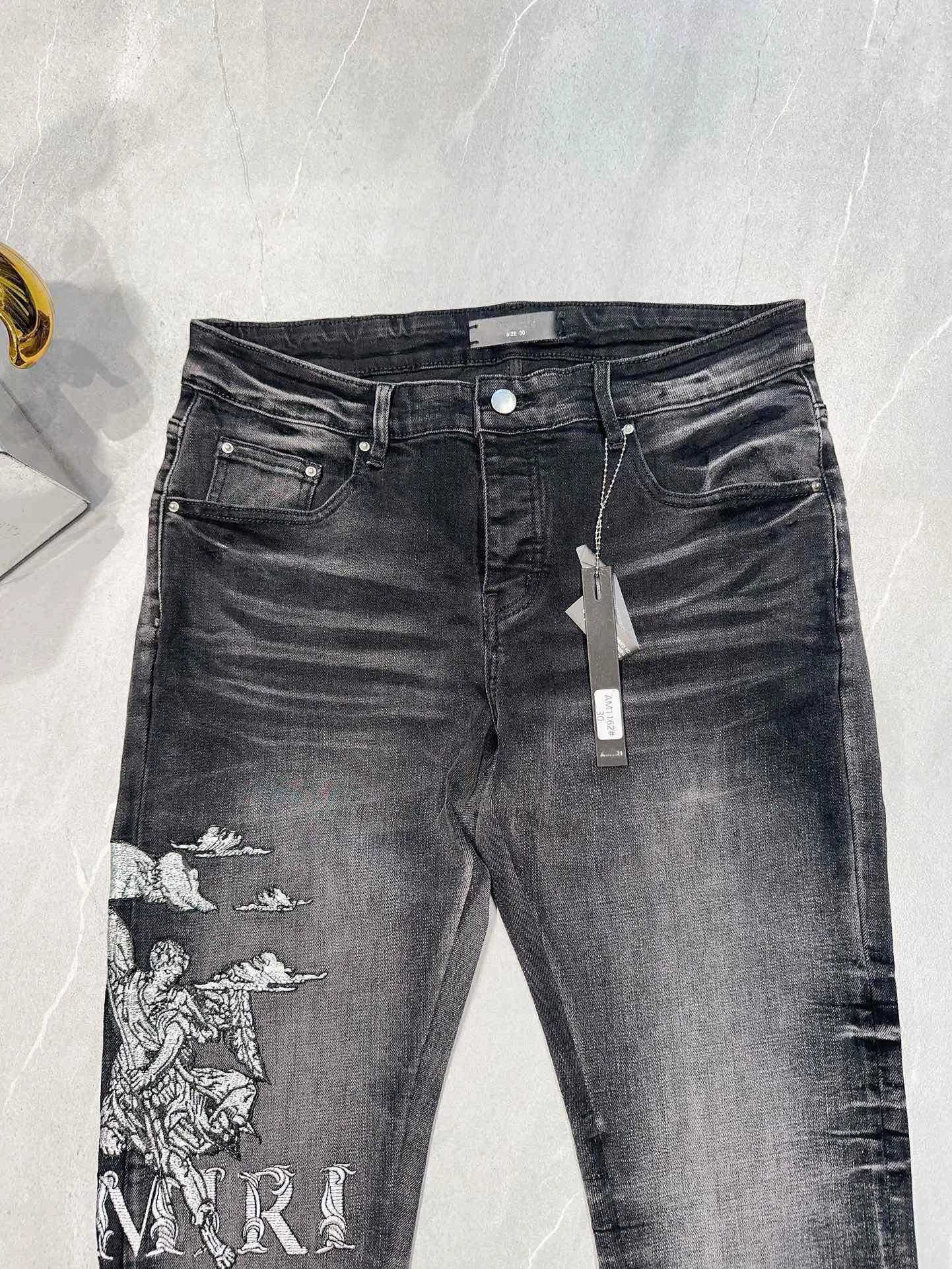 Men's Jeans Brand Skinny Fit Jeans For Men Stretchy Graphic Embroidery Denim Pants Hombre Tight Pencil Trousers Y240830UCOK