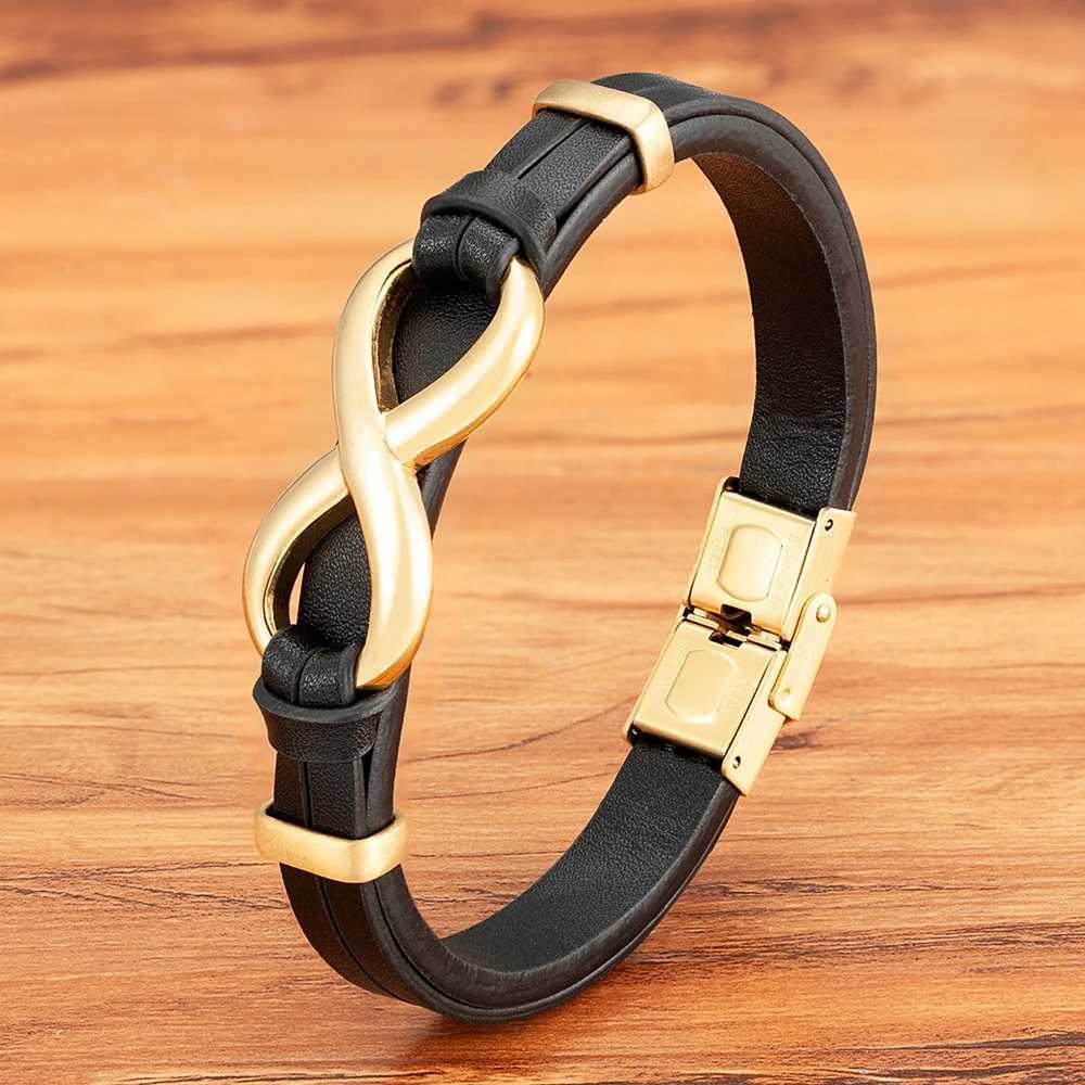 TYO Luxury Genuine Leather Unlimited Symbol Mens Bracelet Stainless Steel Buckle Couple Bracelet Jewelry Direct Shipping Wholesale W240830