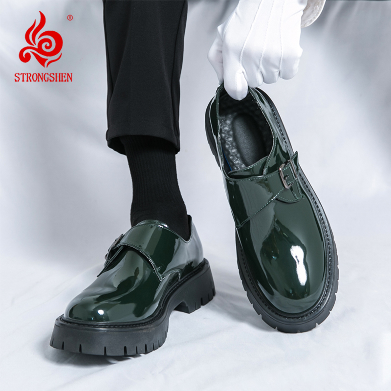 Men's Italian Patent Leather Oxfords Shoes, Handmade Platform Wedding Business Dress Shoes 4