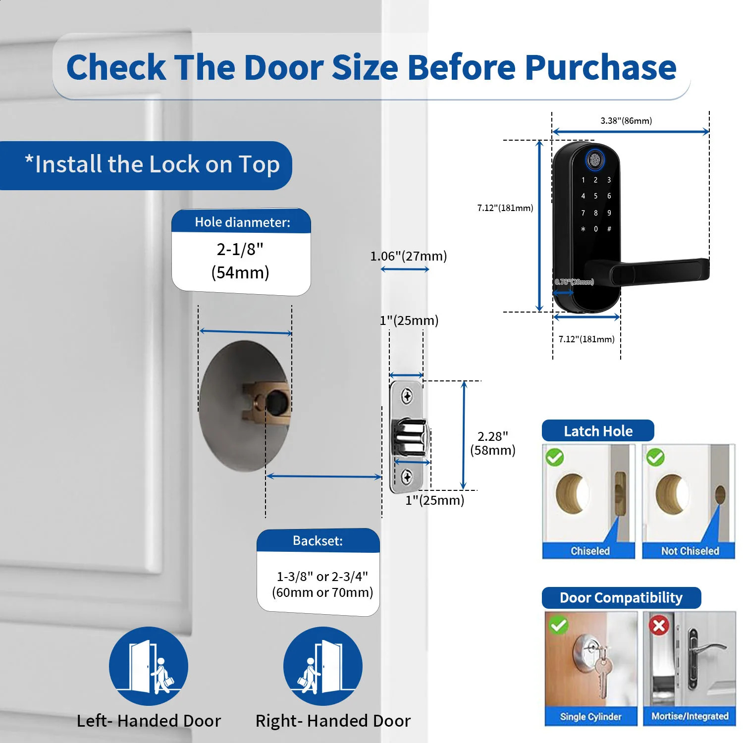 KeylessEntry Fingerprint Smart Door Lock Digital Electronic with Code Passcode Electric Knob Perfect for Entry Doors 240830