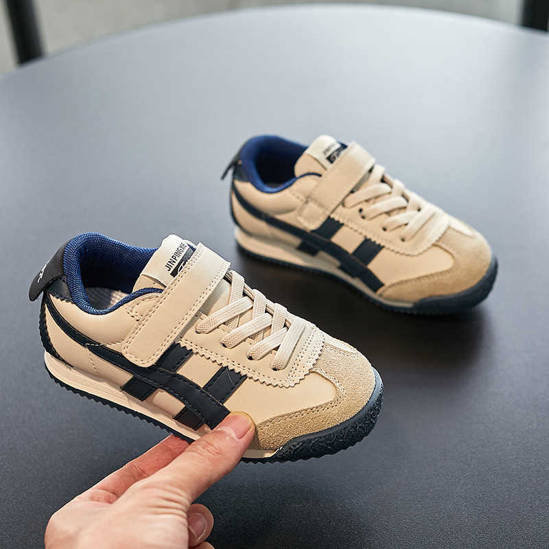 Athletic Outdoor Childrens sports 2024 autumn new item girls genuine leather white lightweight and non slip boys casual shoes H260130