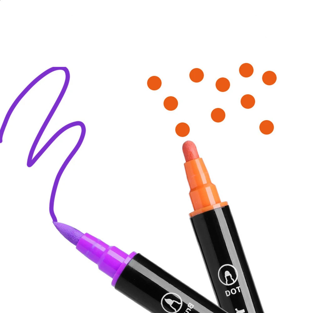 12/24/36 Colors Acrylic Marker Pen Set Ink Painting Tool Fabric Rock Painting Ceramic Glass Canvas DIY Card Making Art Supplies 240830