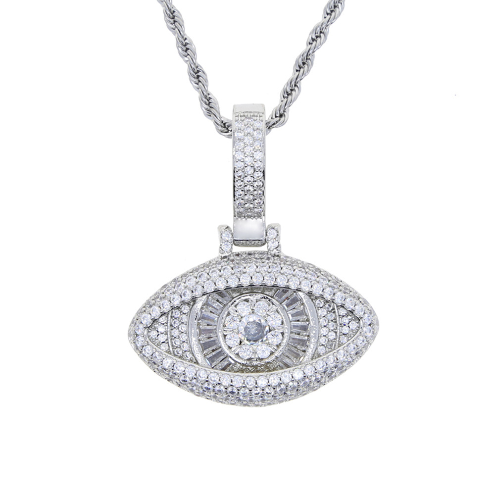 Hip Hop Big Eye Pendant Necklace 5A Zircon 18k Real Gold Plated Boy Mens Jewelry
