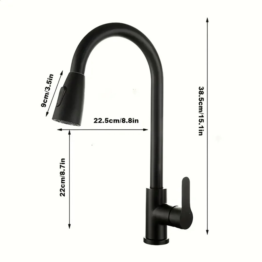 Kitchen faucet with pullout spray nickel brush kitchen 2mode 360 ° sliding sink 240830
