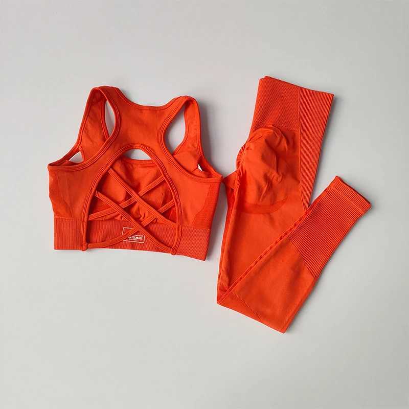 2PCS sports bra womens set professional fitness vest top-level bra shockproof running leg yoga set beautiful back bra clothingW250411