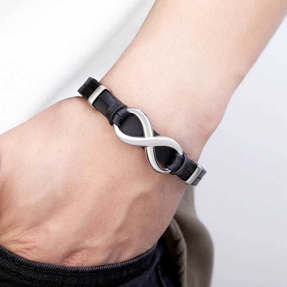 TYO Luxury Genuine Leather Unlimited Symbol Mens Bracelet Stainless Steel Buckle Couple Bracelet Jewelry Direct Shipping Wholesale W240830