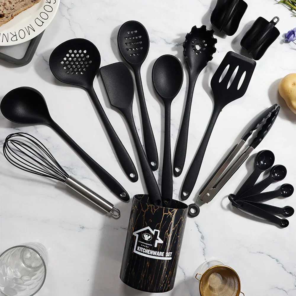 10/18 silicone cooking utensil set pink non stick baking tools kitchen utensils spatulas spoons food soup kitchen utensilsX240831