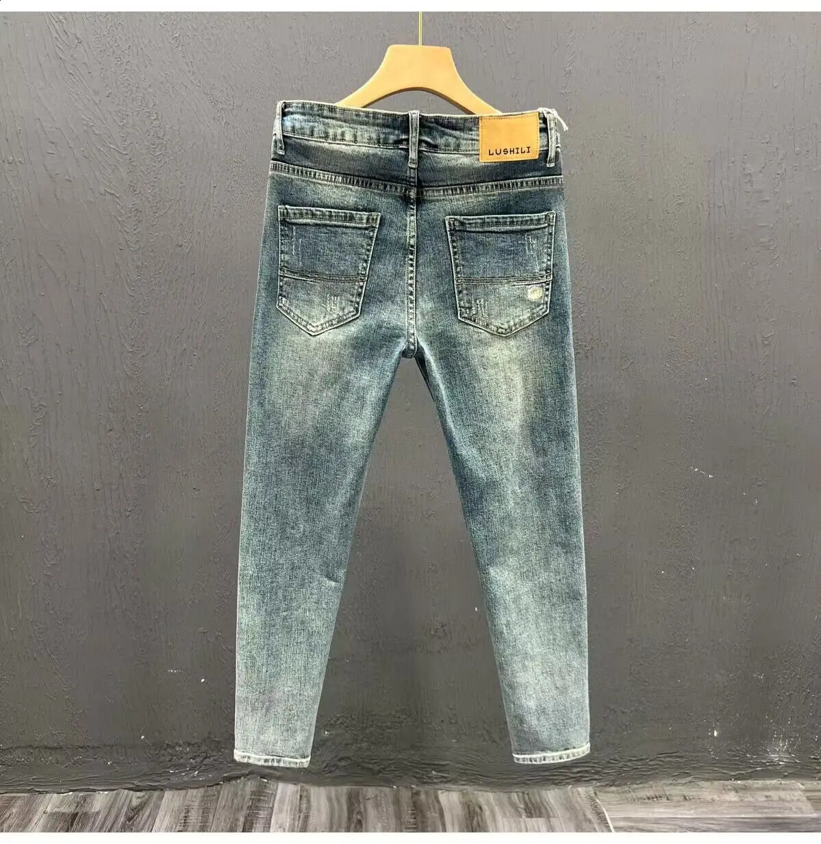 Korean y clothing mens slim fit open top casual jeans Spring and Autumn retro tight 240830