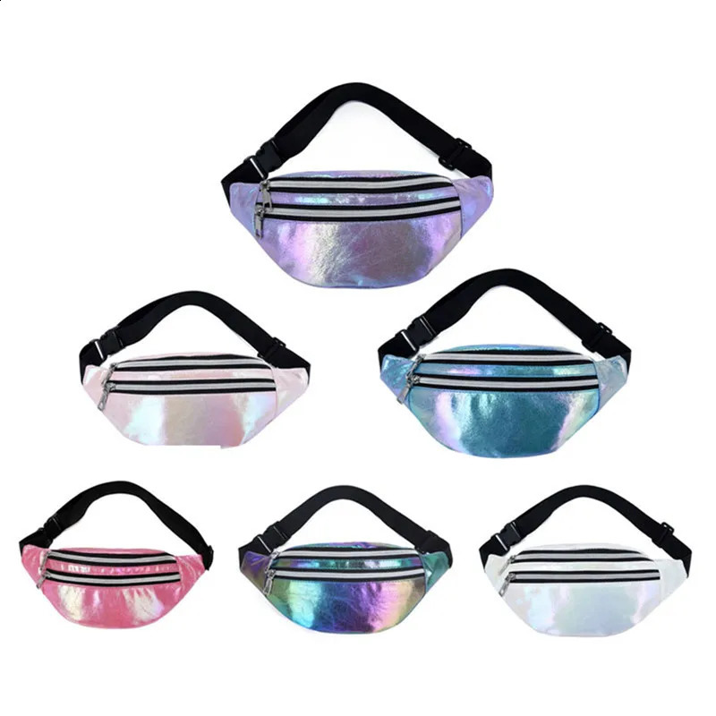 1PC Holographic Fanny Pack Hologram Waist Bag Laser PU Beach Travel Banana Hip Bum Zip Belt for Girls 240830Z