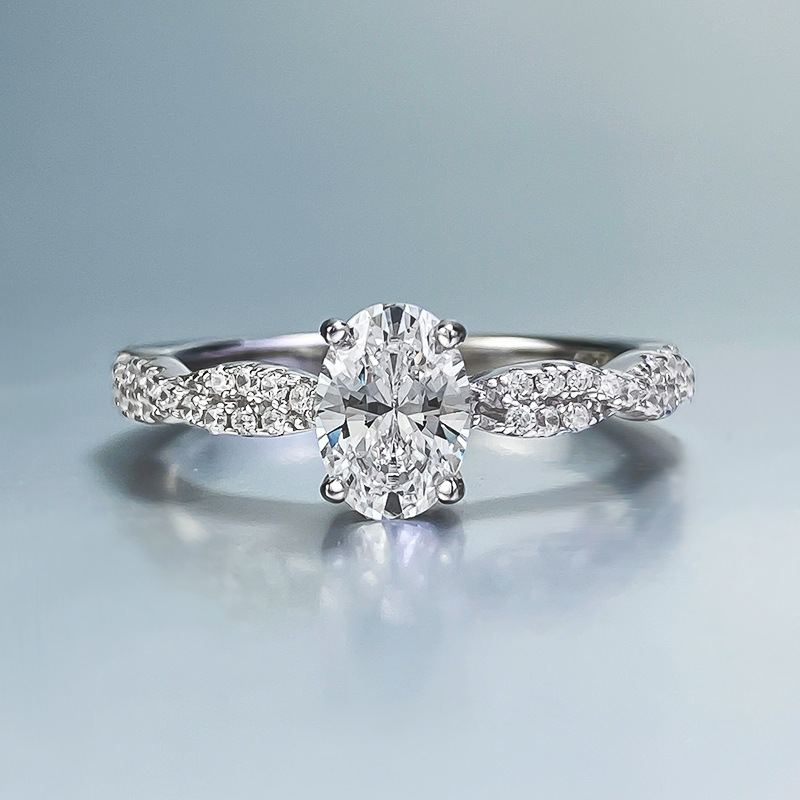 Sparkg Moissanite Wedding Ring: Genuine Sterg Sier, Oval Cut, White, for Women and Brides