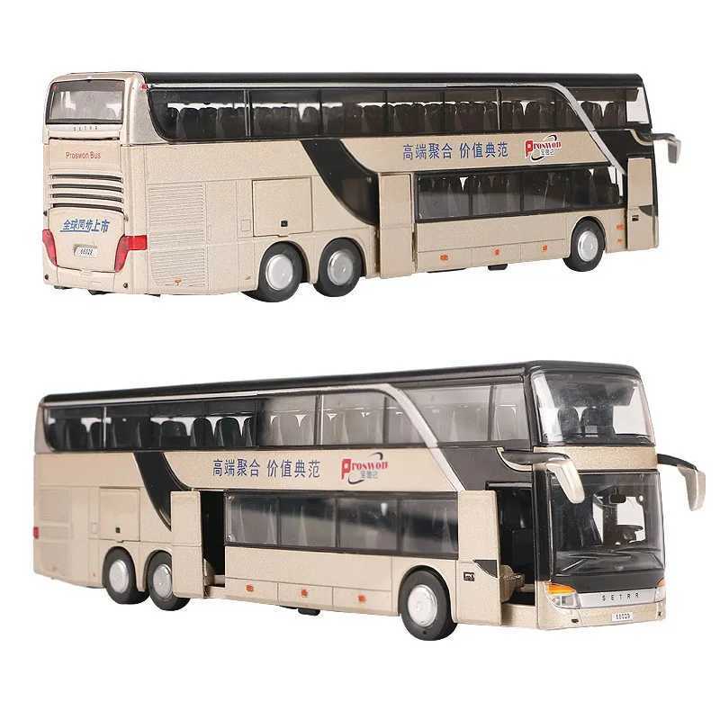 1 50 SETRA Bus Toy Car For Boy Diecast Metal Model For Children Pull Back Miniature Sound Light Educational Collection Gift KidXJ241221