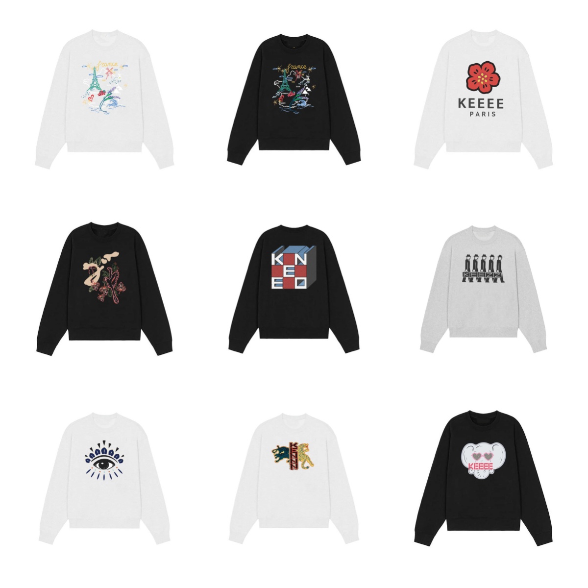 2024 Men's Hoodies Designer Sweatshirts Ken Hoodies Sweatshirts Designer Tiger Head Embroidery Round Neck Pullover Shirt Women's Casual Long Sleeves
