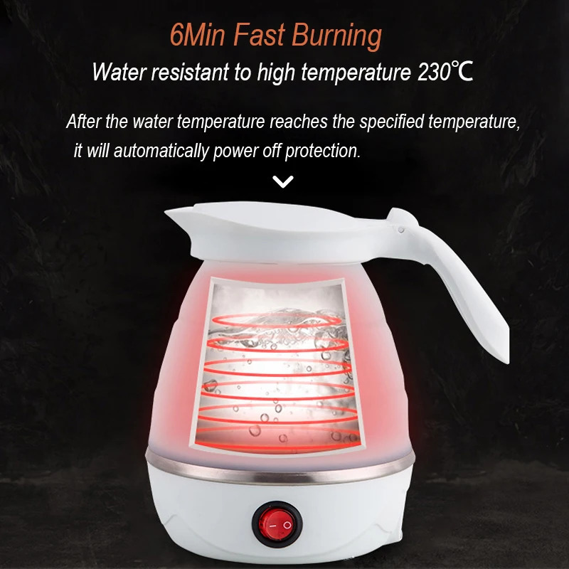 Household Travel Folding Kettle 600Ml Electric Portable Boiling Pot 110V220VTravel Water Boiler Kitchen Appliances 240830