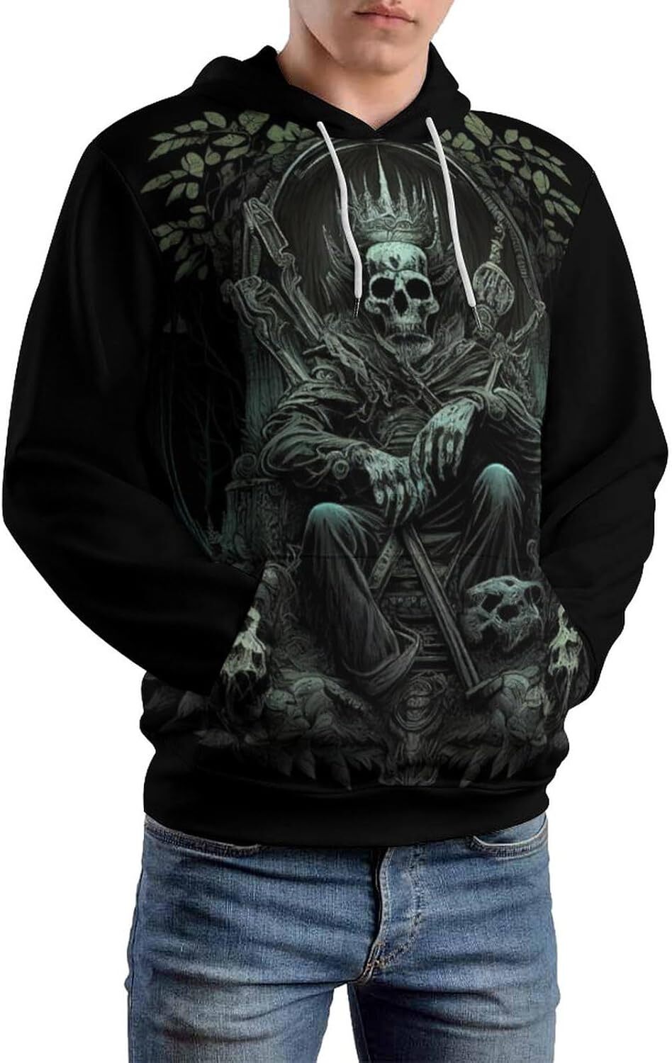Halloween Hoodie for Mens Womens Novelty Psychedelic Skull Hoodie 3D Funny Printing Skull King Sweatshirt Hoodie Graphic Pullover Long Sleeve