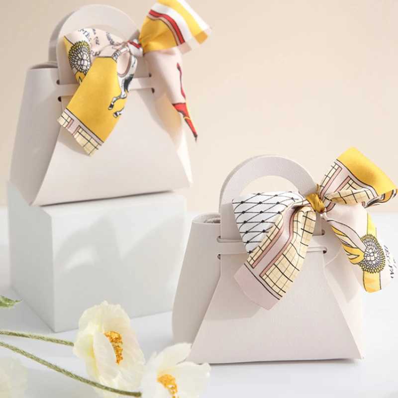 60 pieces of leather gift bags for Easter Eid al Fitr wedding guests favorite mini box handbags with ribbon packaging box party gift distributionX2408