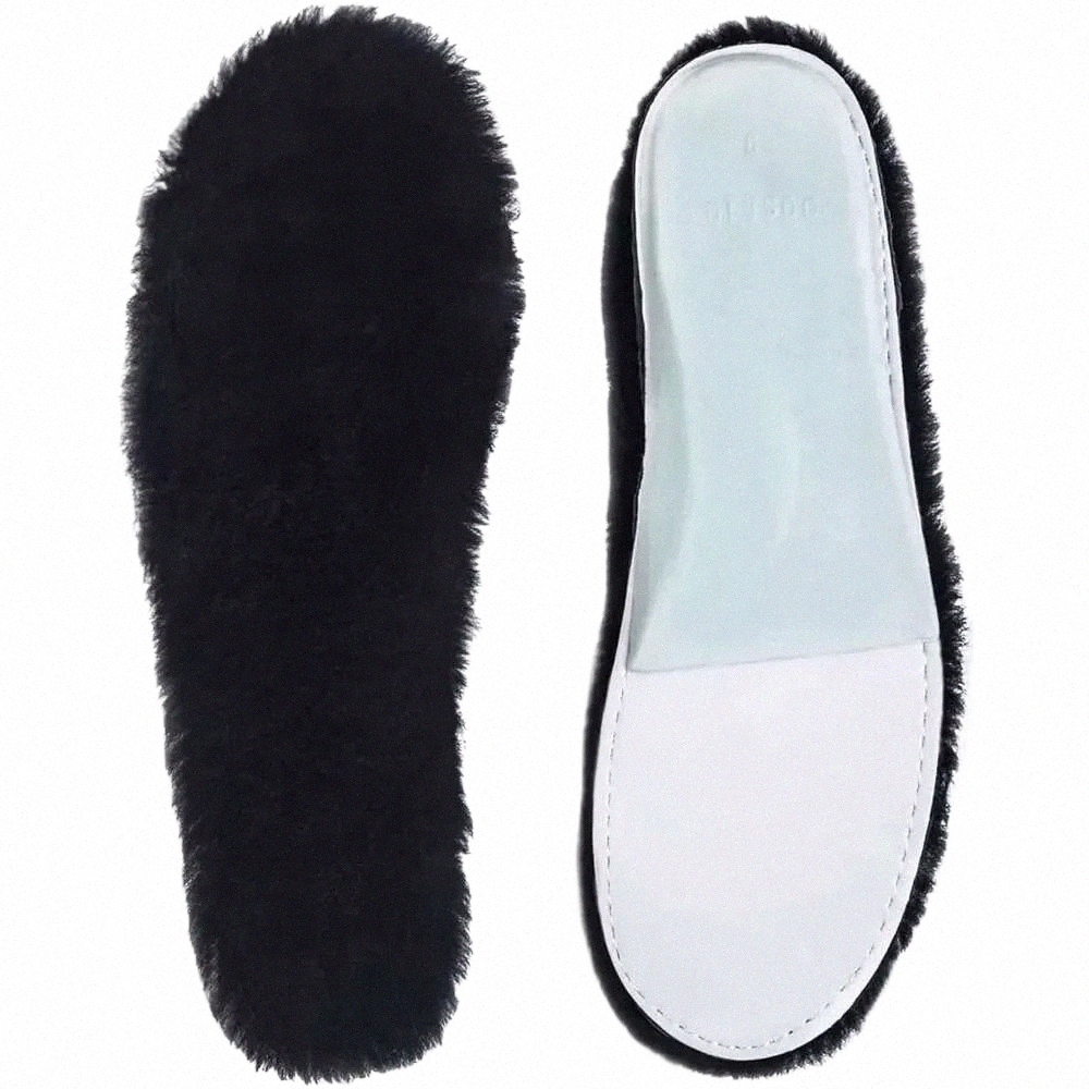 abusa Black Sheepskin Insoles Women's Premium Think Wool Fur Fleece Inserts Cozy & Fluffy 7 Q3op#