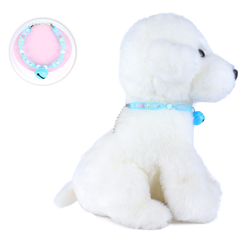 Pet Collar Necklace Hand Woven Cat Collars with Bell Cute Dog Neck Beaded Acrylic Beaded Kitten Collar Pet Accessories Supplies