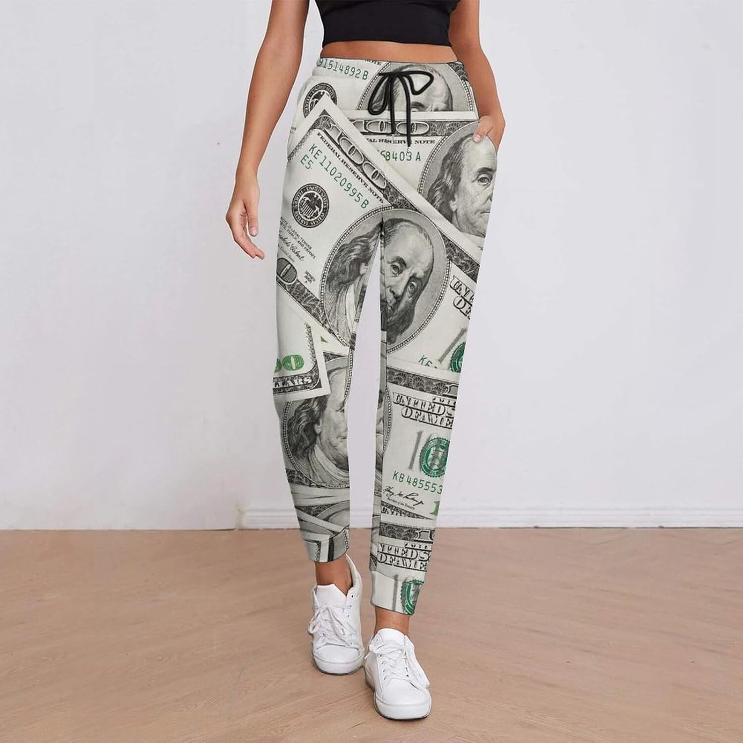 Sweatpants Mens Women 3D printing patterns Hundred dollar bills interesting patterns Sweatpants, Lounge Pants, Drawstring with Pockets Mens Sweat pant