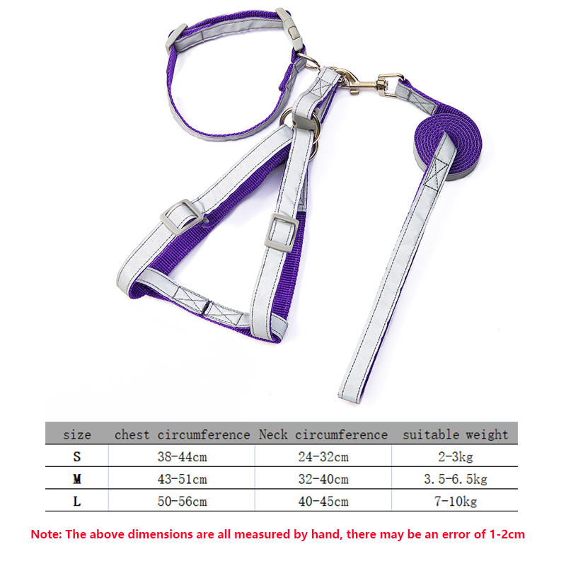 Reflective Pet Harness and Leash Collar Set Adjustable Small To Medium Dog Harness & Collar with Leash Pet Accessories Supplies