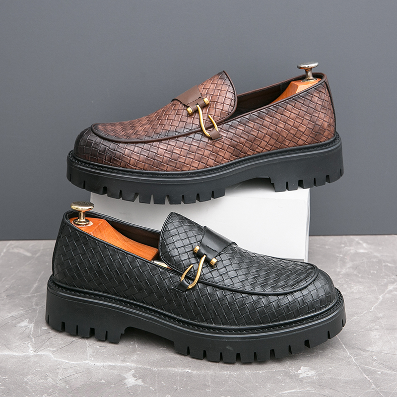 Loafers Thick Bottom Fashion Black Casual Shoes for Men Oxford Shoes Luxury Brand Formal Business Shoes Slip-on Driving