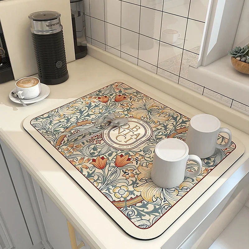 Kitchen Drain Pad Absorbent Dish Drying Mat Rugs Nonslip Sink Bottle Rug Tableware Placemat Drainer Alfombra 240830