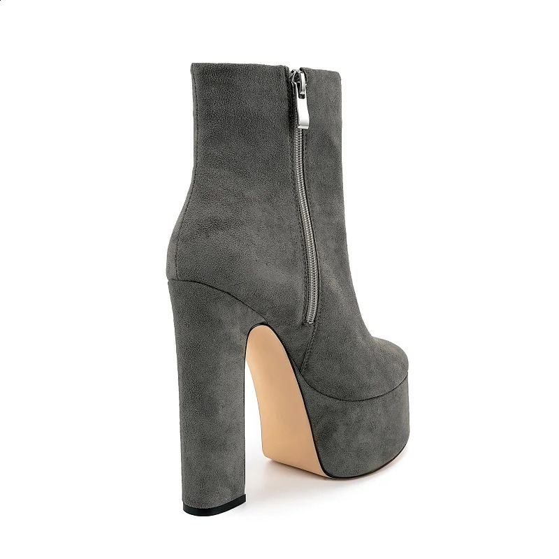 Women Platform Boots Ultra High Heel Elegant Shoes European Ankle Boots Side Zip American Ladies Shoes Flock Boots Large Size 5 240830
