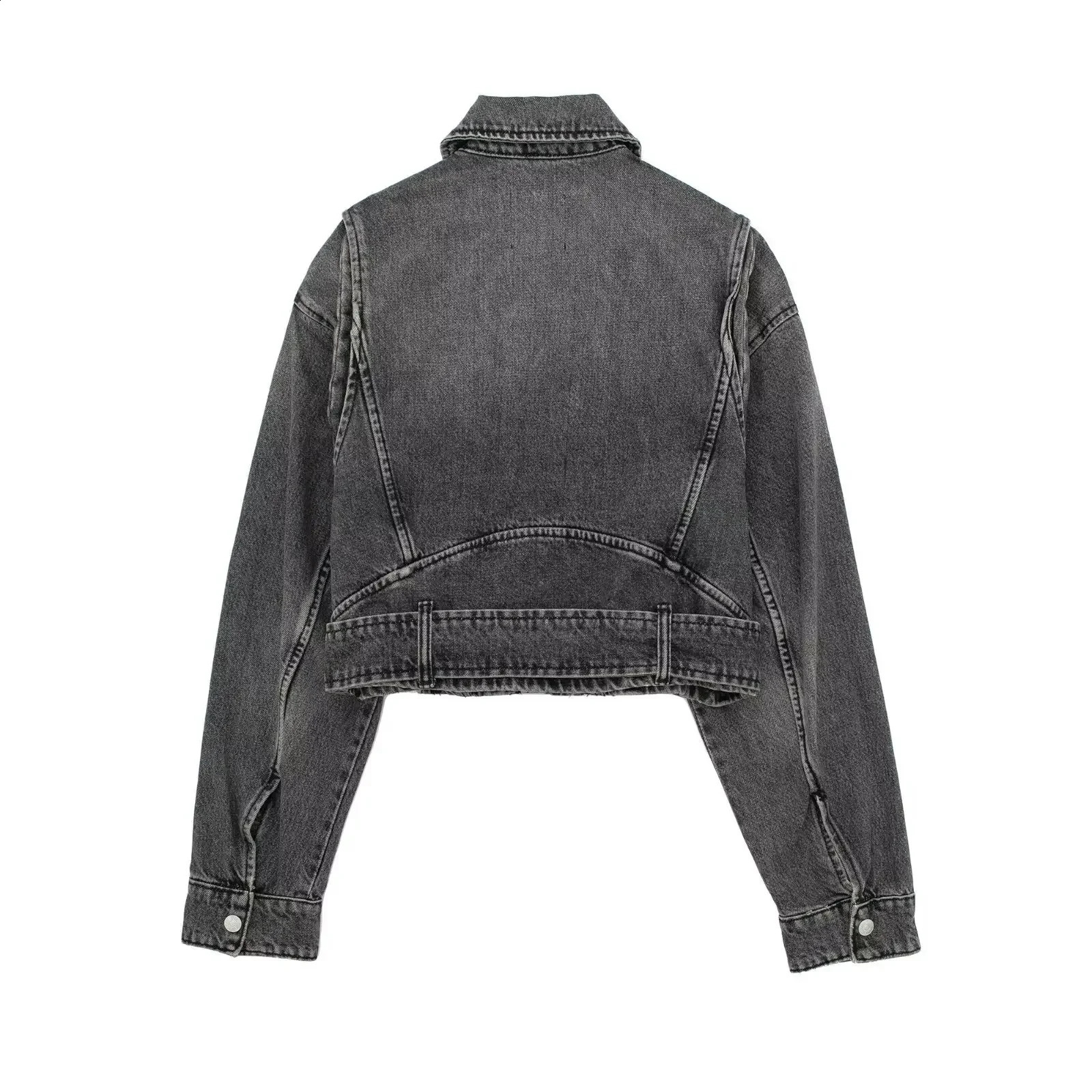 Fashionable Elegant Denim Jacket For Women Motorcycle Style Loose Fit European American Trend Autumn Clothing Wholesale 240830