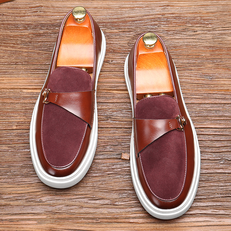 Men's Fashion Casual Slip-on Leather Shoes Men Classic Buckle Loafers Moccasins Mens Outdoor Board Shoe Driving Flats 70cd s