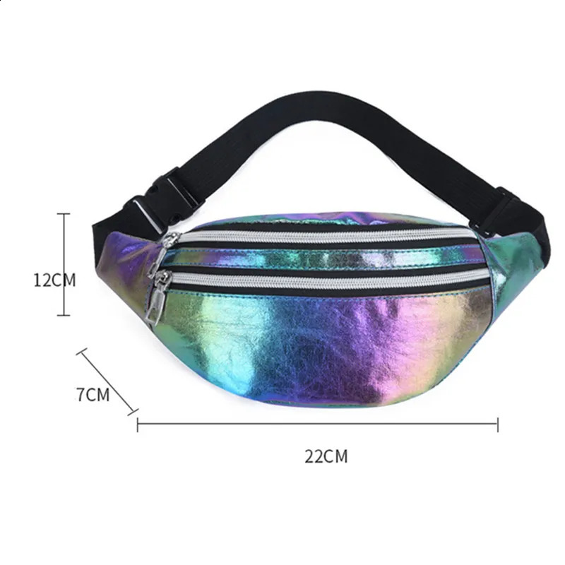 1PC Holographic Fanny Pack Hologram Waist Bag Laser PU Beach Travel Banana Hip Bum Zip Belt for Girls 240830Z