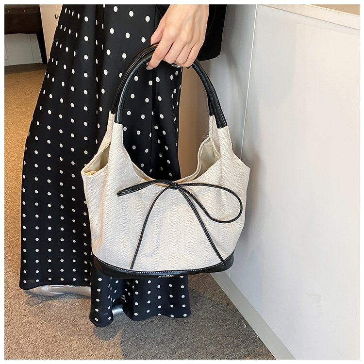 2025S Fashion Designer Women Korean Version Vintage Style Canvas Tote Bag Large Capacity Commute Free Shipping