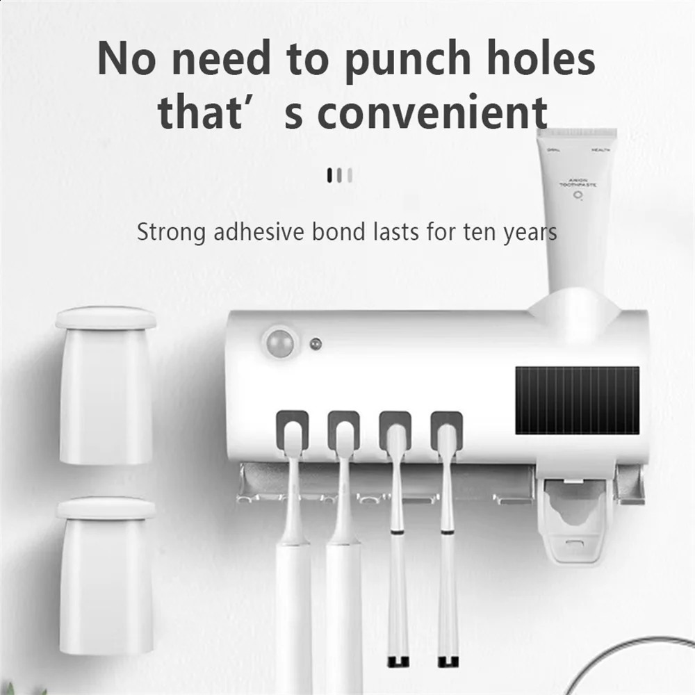 Toothbrush Holder Automatic Toothpaste Dispenser Set Dustproof Sticky Suction Wall Mounted Toothpaste Squeezer For Bathroom 240830CJ